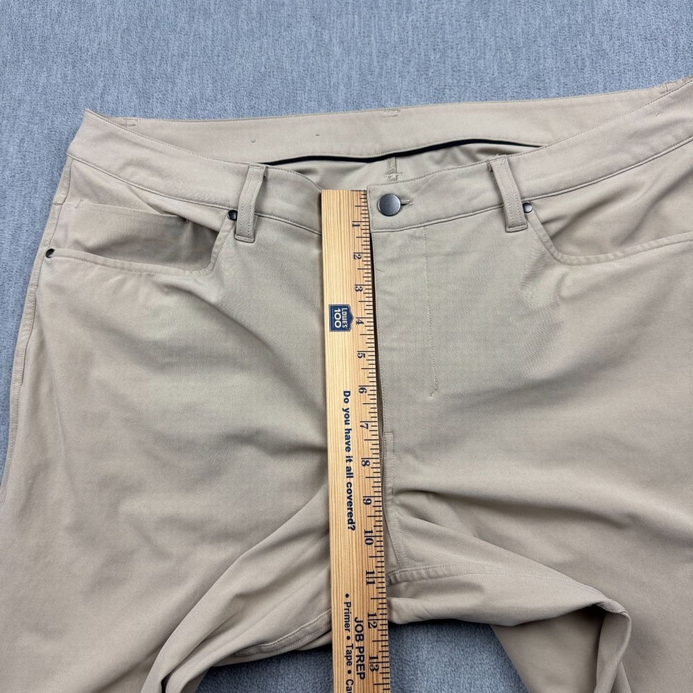 Lululemon Pants Men 38 Beige ABC Slim Fit 30"‎ Warpstreme Flat Front M5972S - Picture 6 of 13
